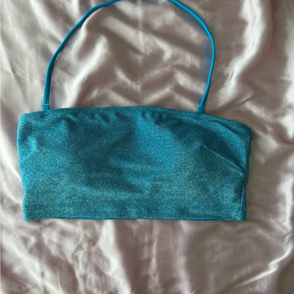 Sparkling Blue Tube Top Bikini
